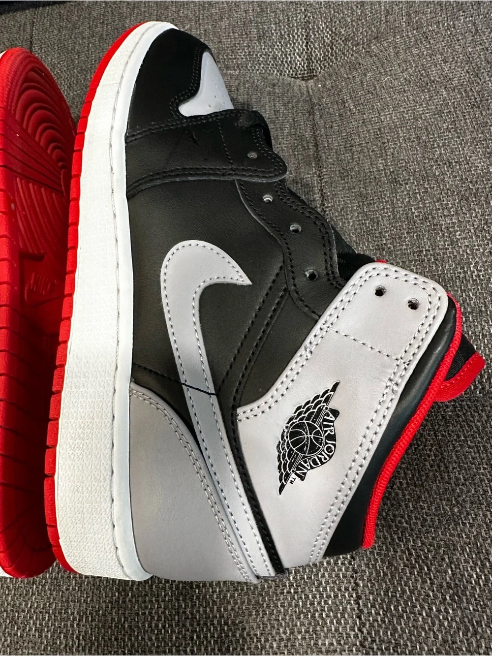 Nike Air Jordan High-Top Sneakers in Black, Gray & Red Boys Size 7